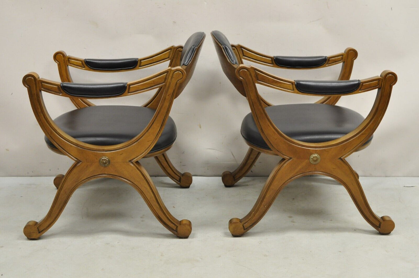 Vintage Drexel Esperanto Mid Century Spanish Style Curule Game Chairs - Set of 6