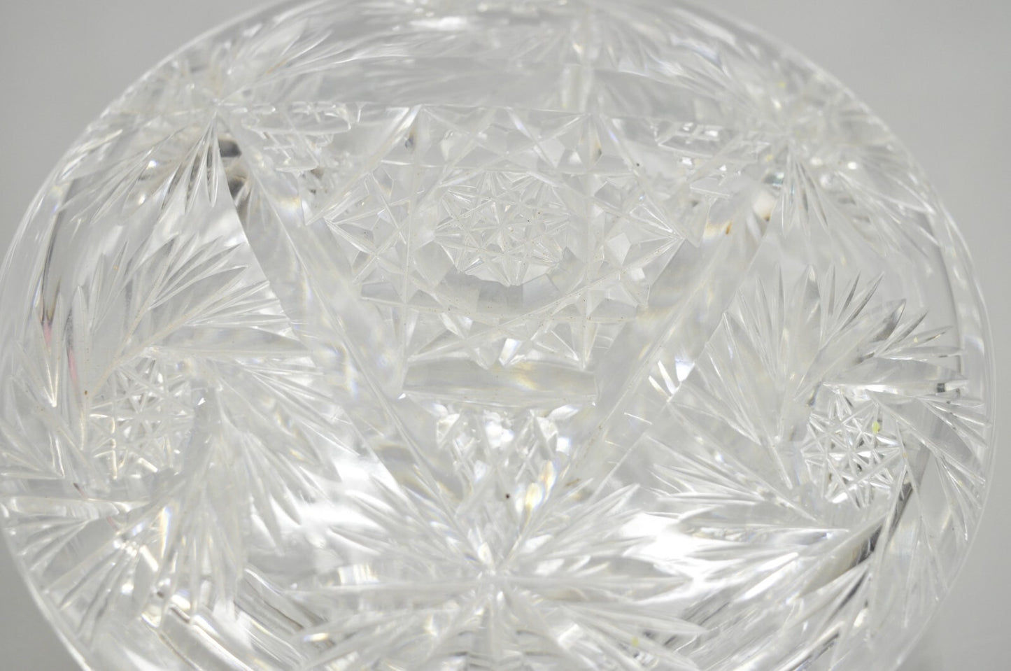 Vintage Art Deco Bohemian Cut Crystal Glass Czech Ladies Vanity Powder Jar