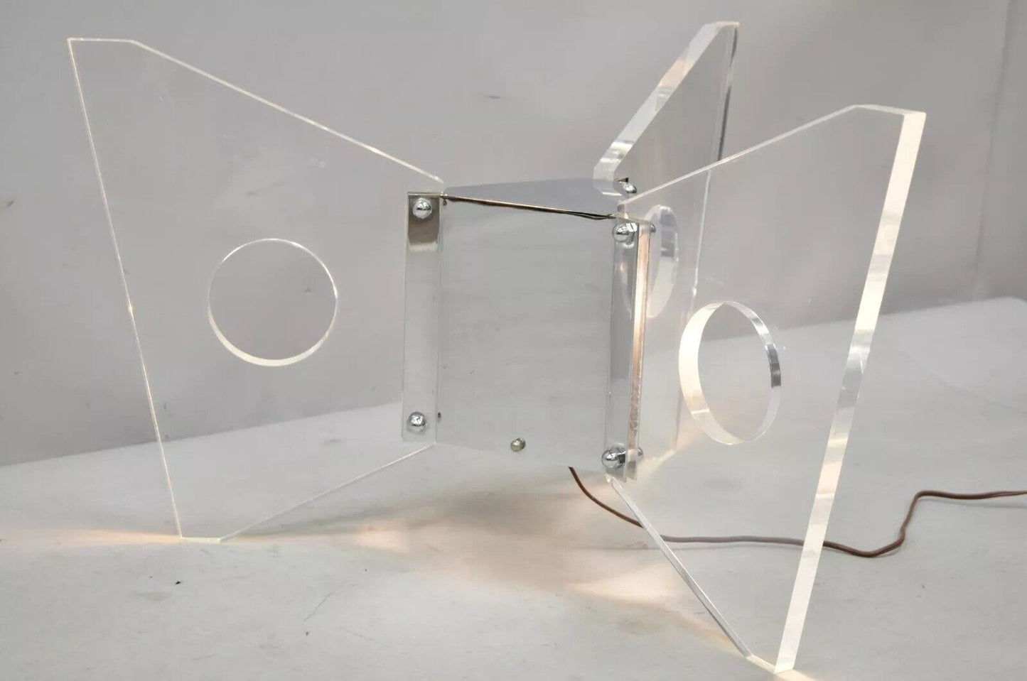 Illuminated Mid Century Modern Lucite & Chrome Butterfly Coffee Table Base