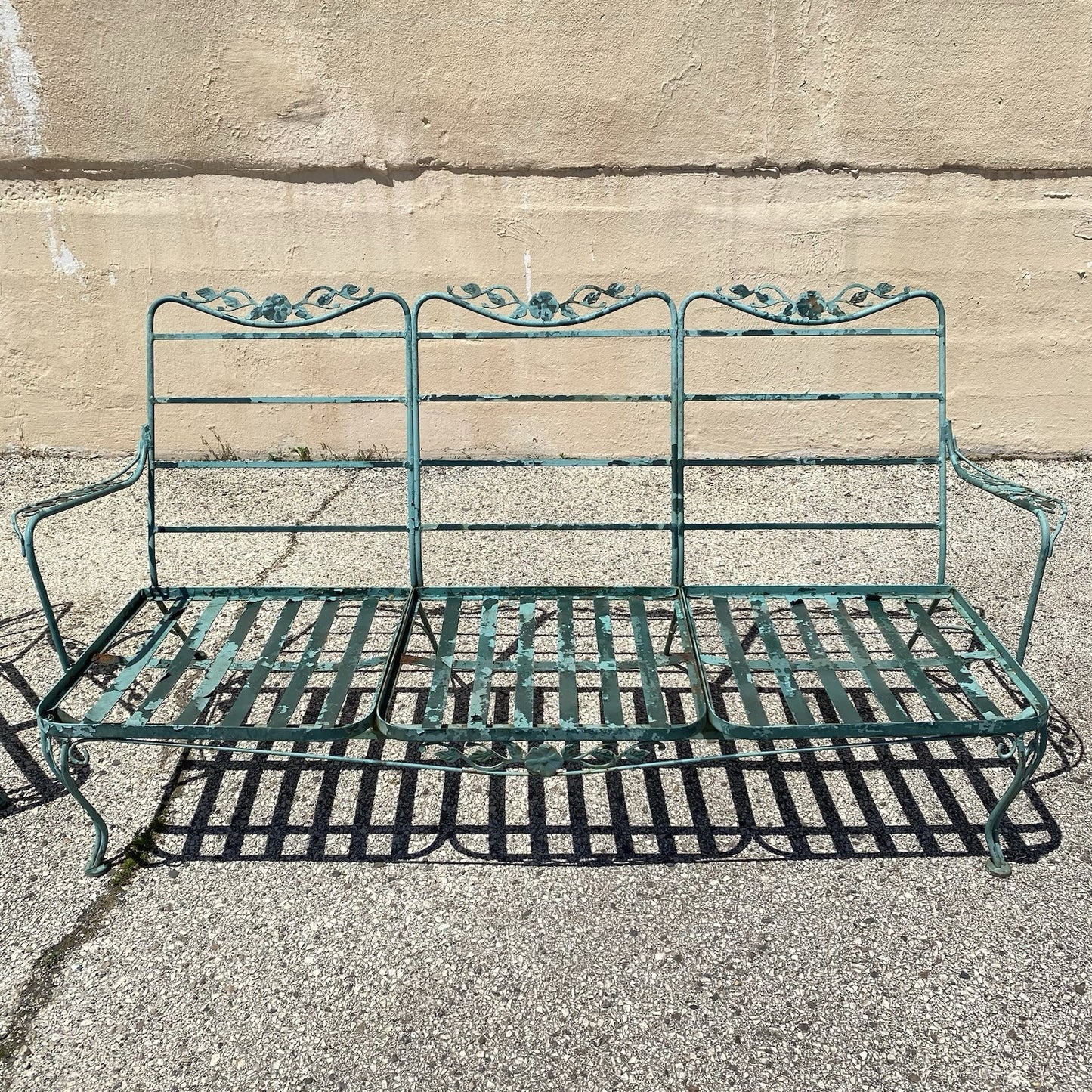 Vintage Woodard Wrought Iron Patio 3 Seat Sofa and Pair Lounge Chairs - 3 Pcs