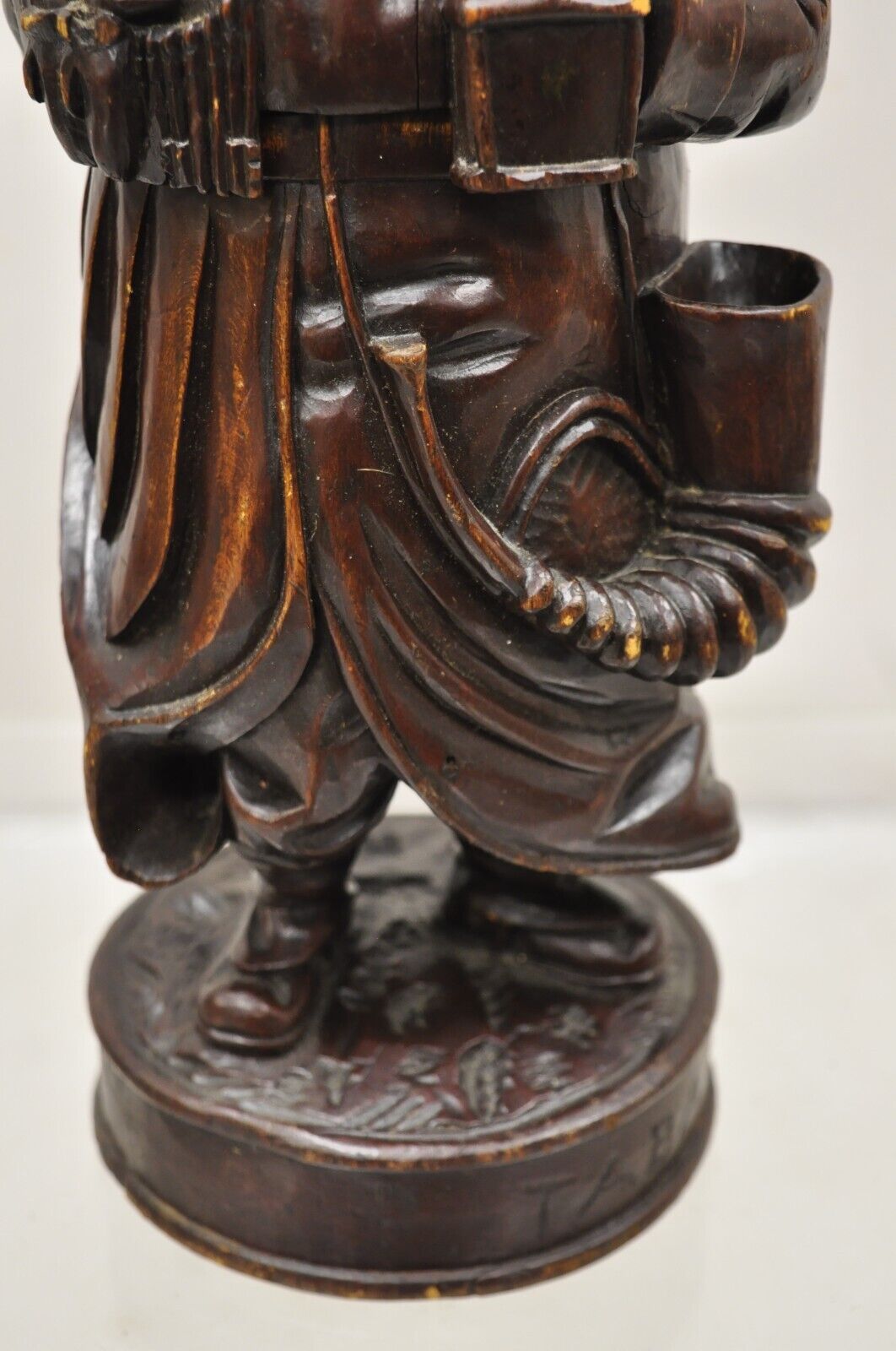 19th C. Black Forest Figural Wood Carved Night Watchman Lidded Tobacco Jar Box