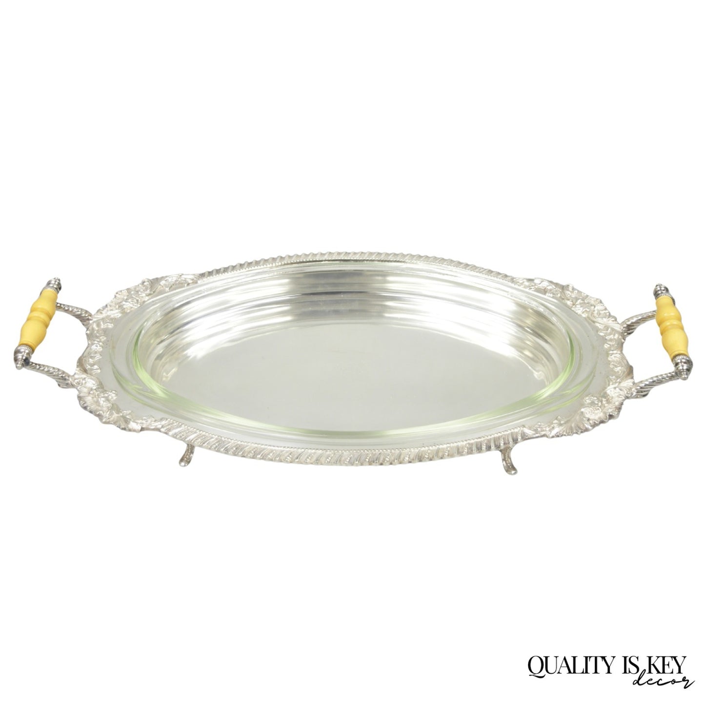 Antique Crown Silver Victorian Silver Plated Large Footed Serving Dish Platter
