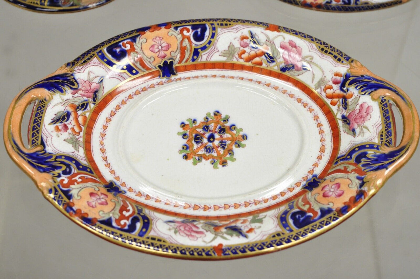 Antique English Ironstone Diamond Patent Covered Sauce Tureen with Underplate