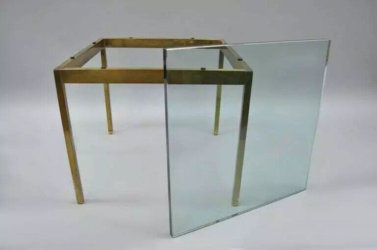 Mid Century Modern Burnished Brass Bronze Square Side Table by Scope Furniture