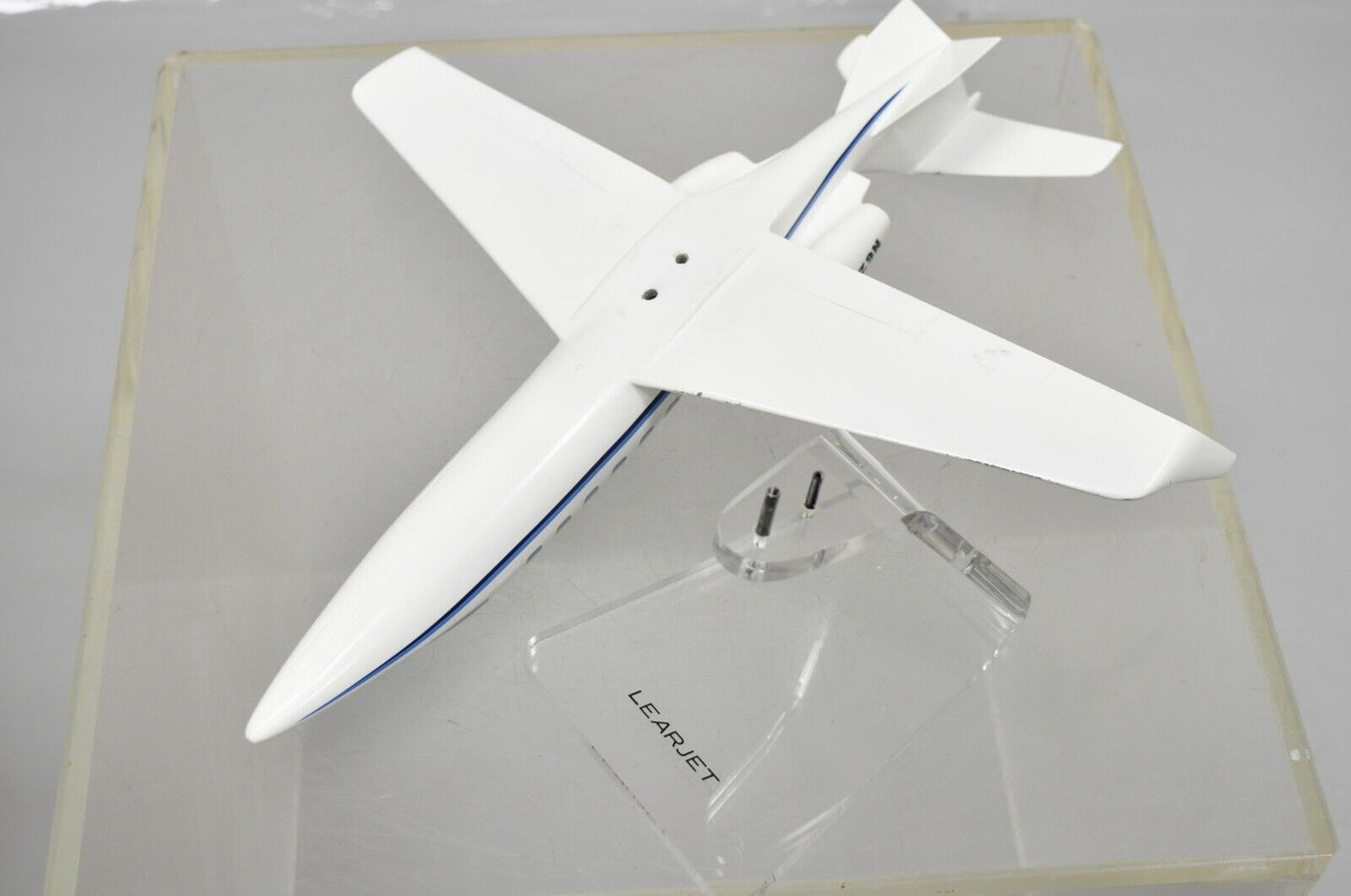Vintage Learjet 16" Model Airplane Desk Plane Painted Metal on Acrylic Stand