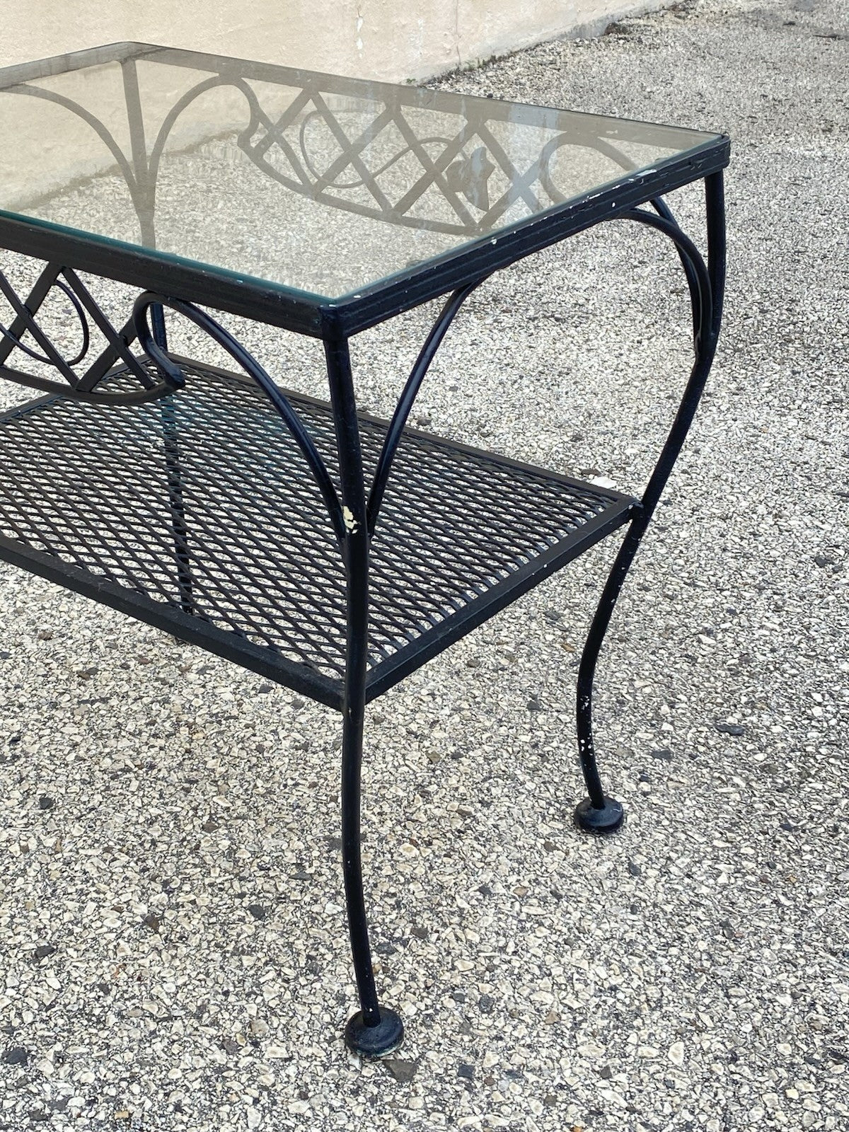 Vintage Wrought Iron Meadowcraft Salterini Style 2 Tier Garden Patio Side Table