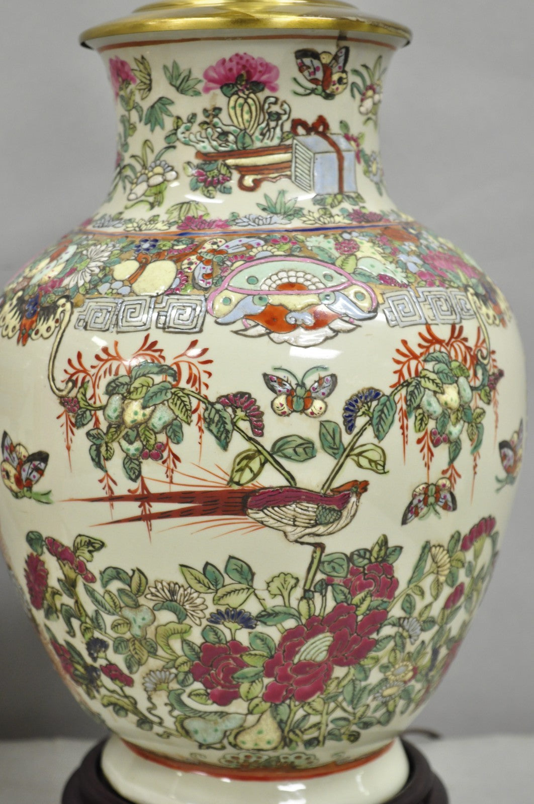 Vintage Oriental Porcelain Chinese Ginger Jar Chinoiserie Table Lamps - a Pair