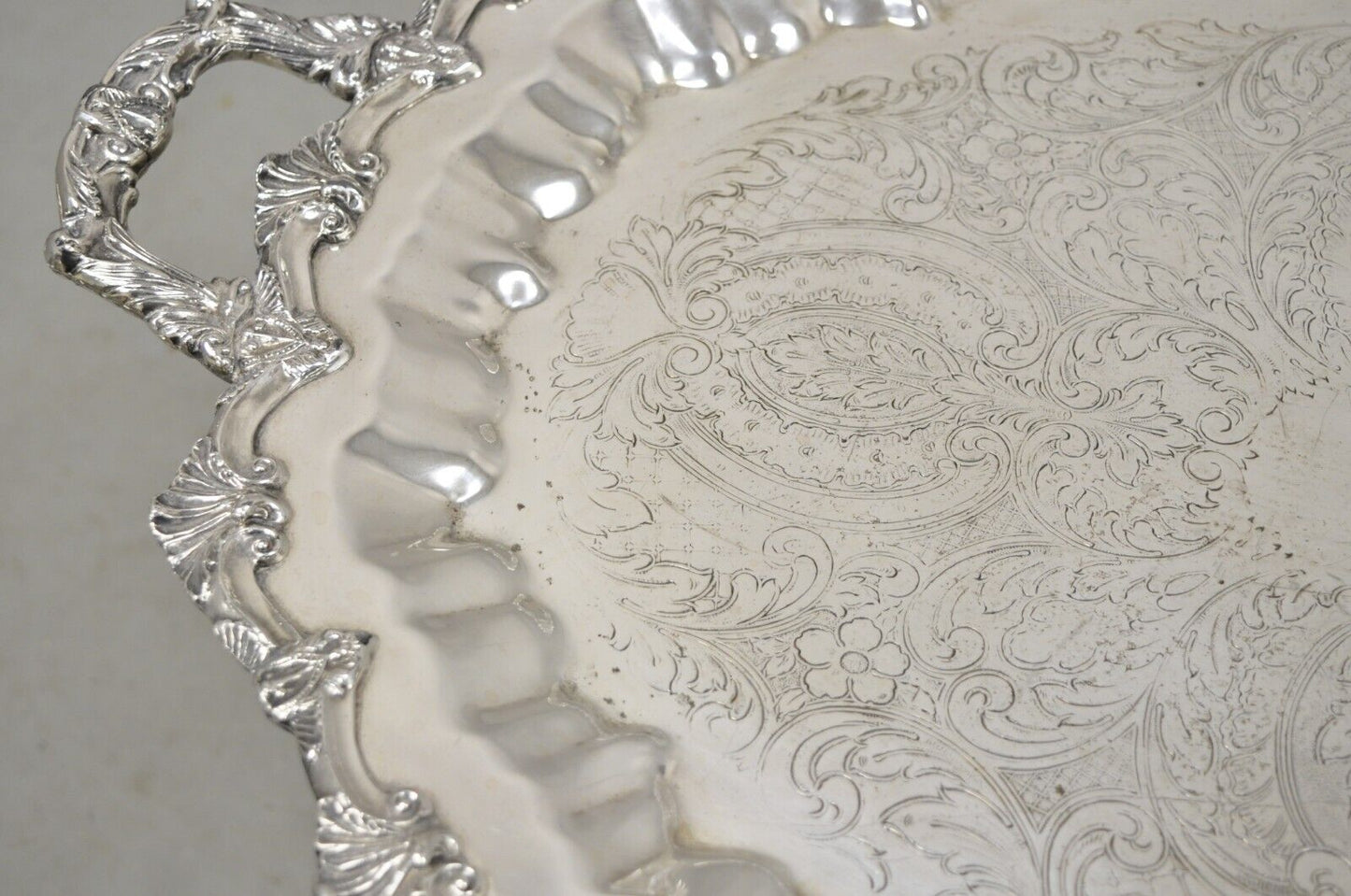 Prospect Silver Co Silver Plated Victorian Style Twin Handle Serving Platter