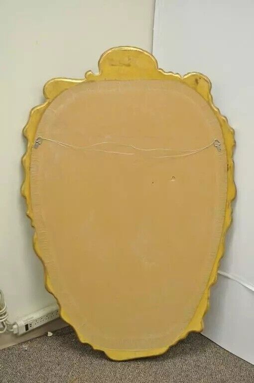 Italian Hollywood Regency Gold and Silver Giltwood Scroll Carved Wall Mirror