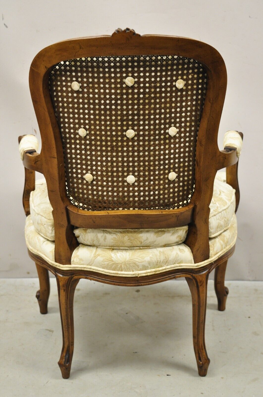 Vintage Heritage French Louis XV Style Cane Back Fauteuil Arm Chair