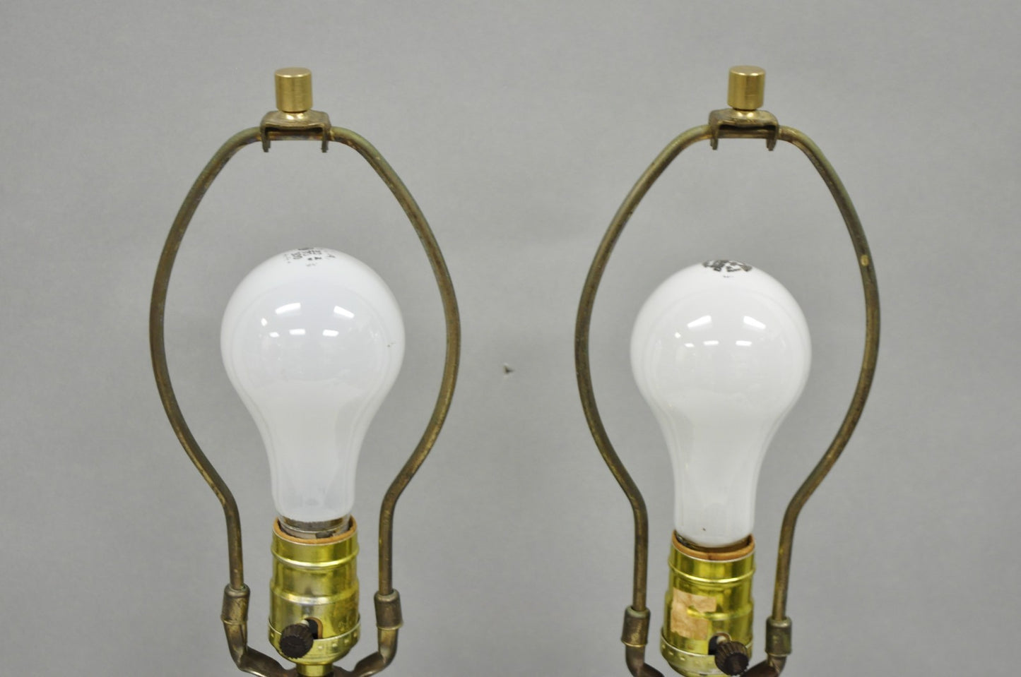 Vintage Mid Century Modern Black Glass w/ Gold Speckles Urn Table Lamps - a Pair