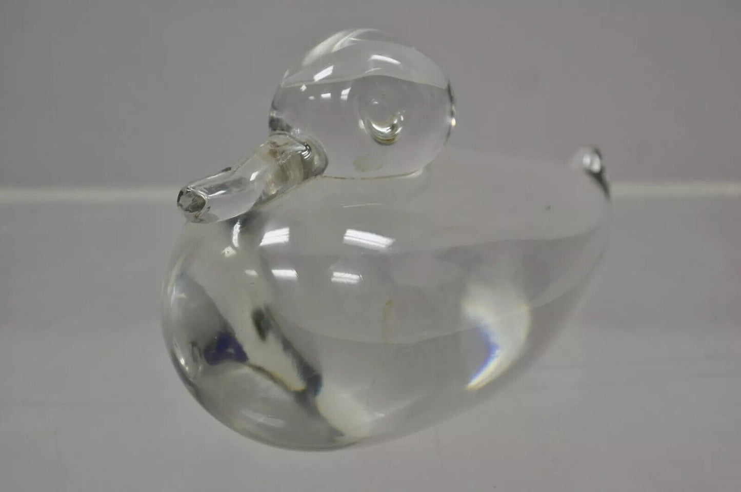 Vintage Crystal Leaded Glass 7" Modern Mallard Duck Figurine Sculpture B