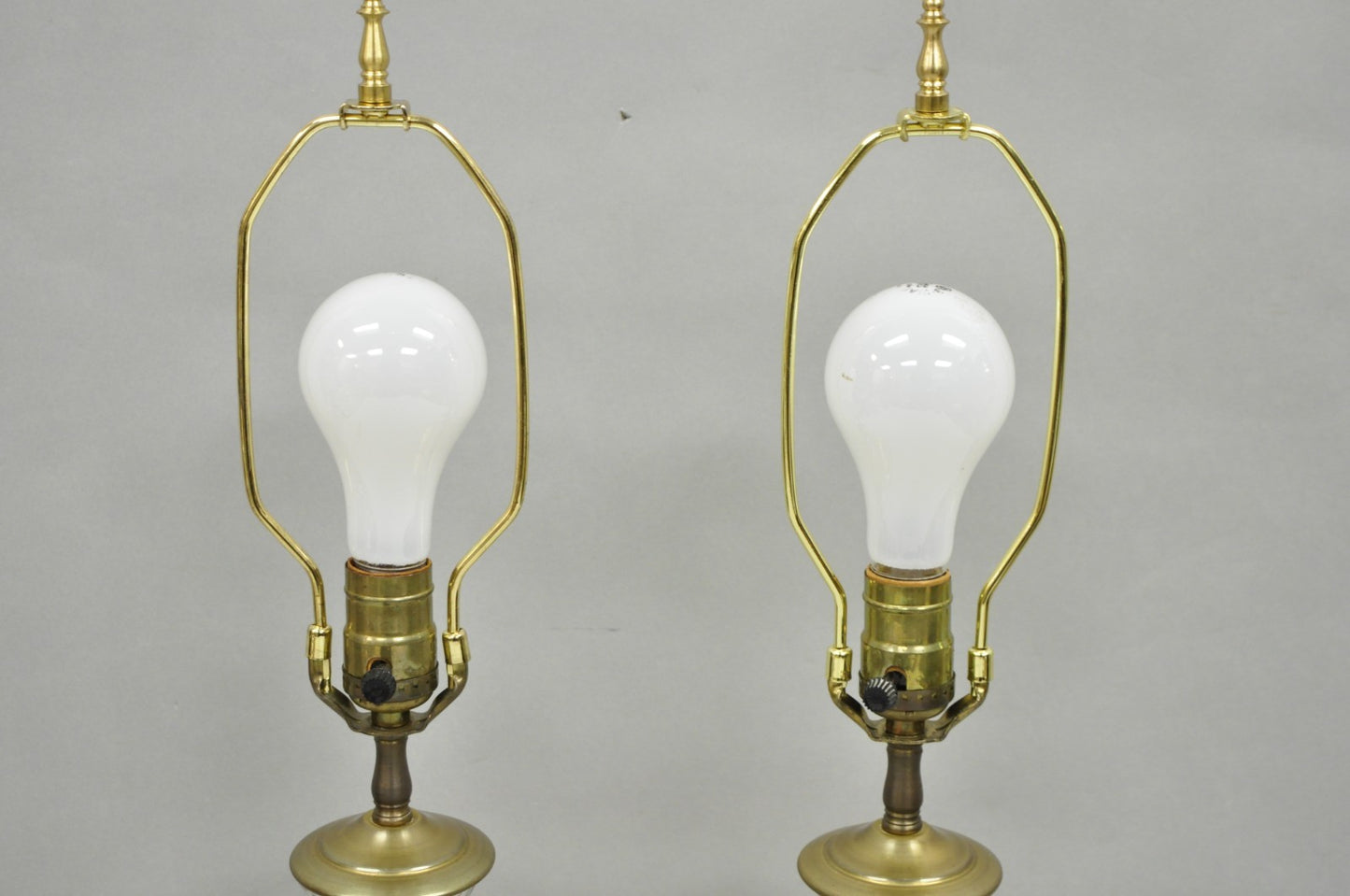 Vintage Victorian Cut Crystal Leaded Glass Small Bulbous Table Lamps - a Pair