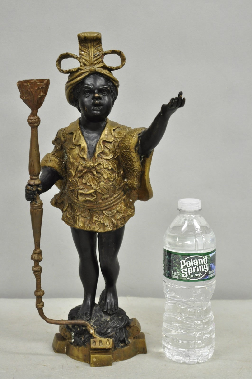 Vintage Moorish Venetian Blackamoor Figural Bronze Candelabra Candle Holder