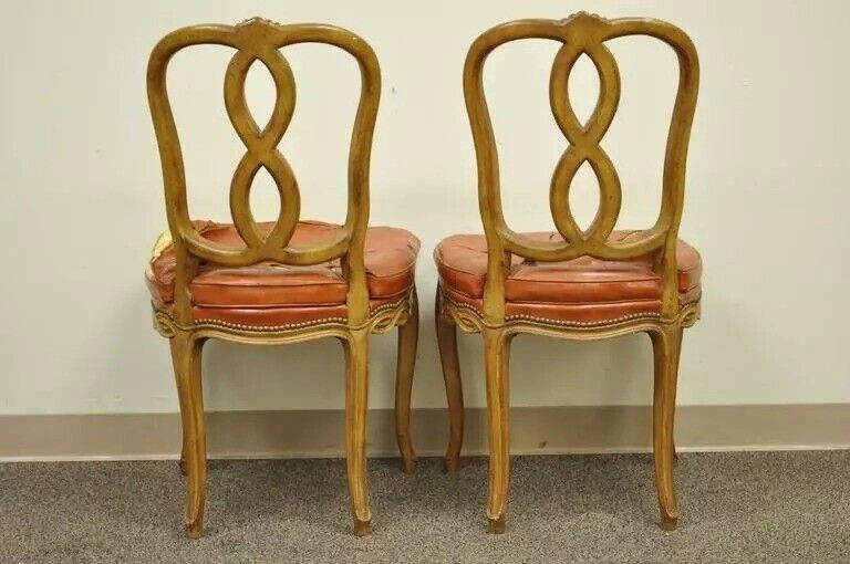 French Provincial Rococo Pretzel Back Hollywood Regency Dining Chairs - Set of 6