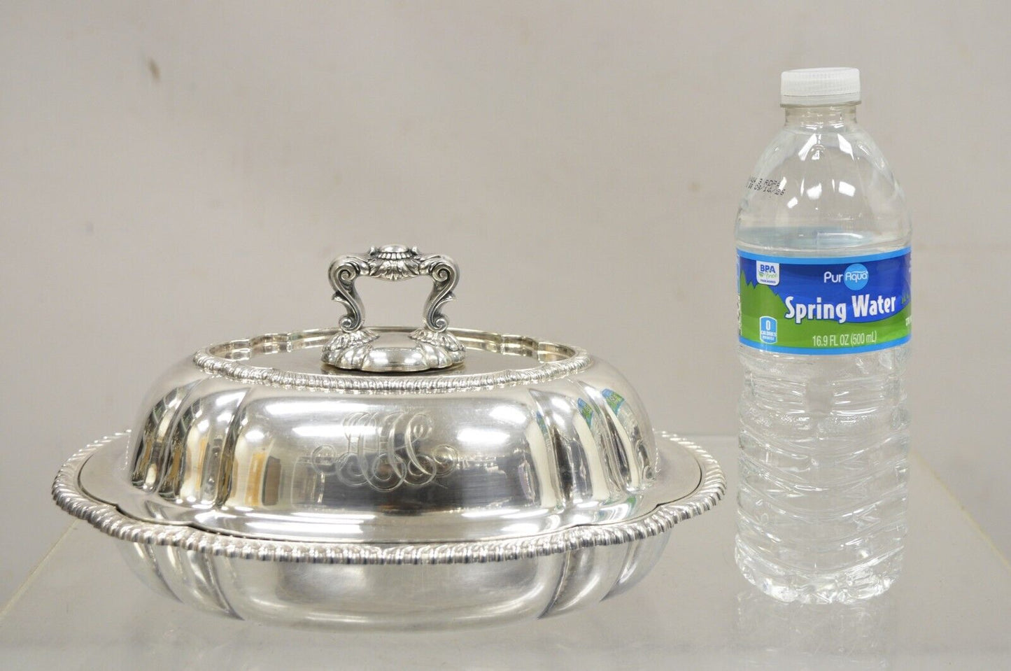 Antique GM Co Victorian Silver Plated Covered Vegetable Dish Serving Platter
