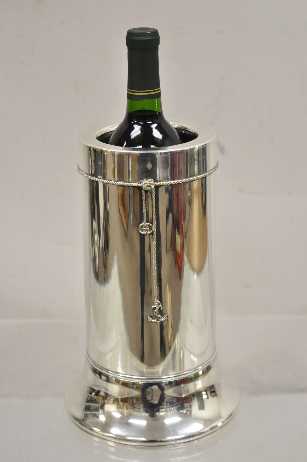 Vintage Gucci Nautical Ship Anchor Silver Plated Champagne Wine Chiller Bucket