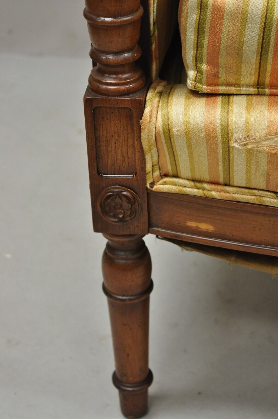 Vintage High Back French Hollywood Regency Stately Throne Lounge Arm Chair