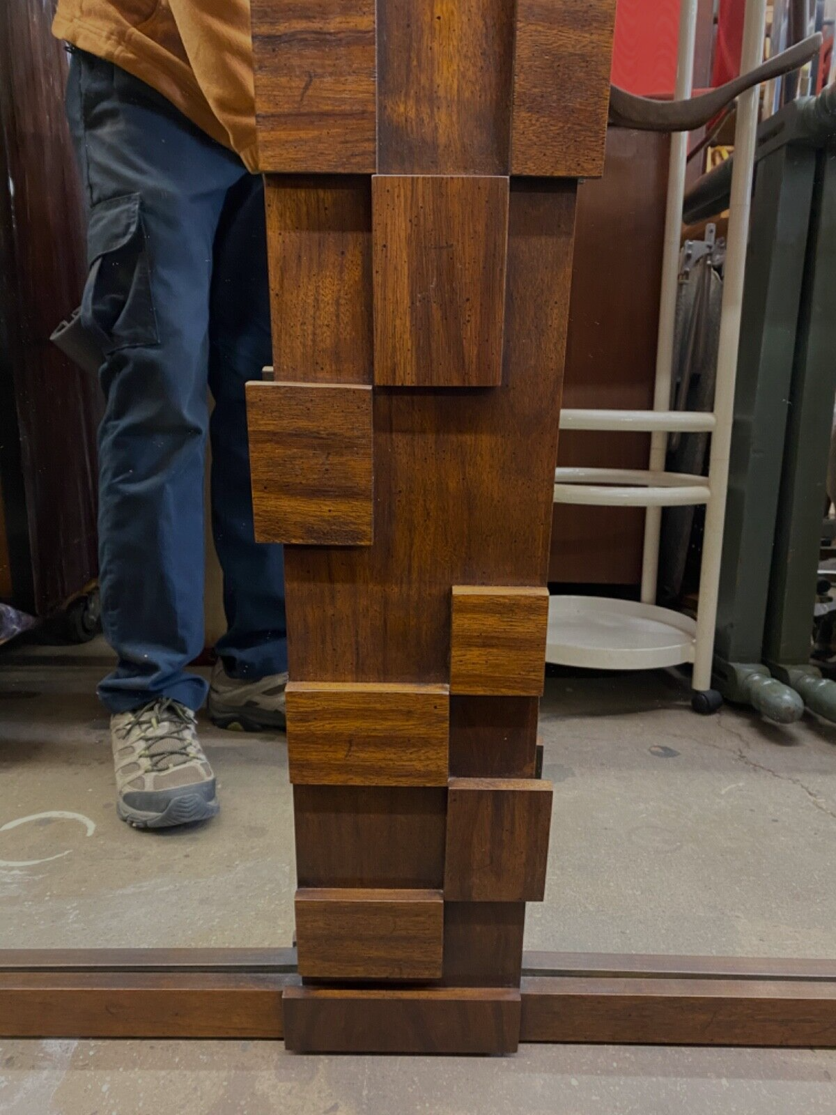 Lane Brutalist Cubist Vintage Mid Century Modern Walnut Rectangular Mirror