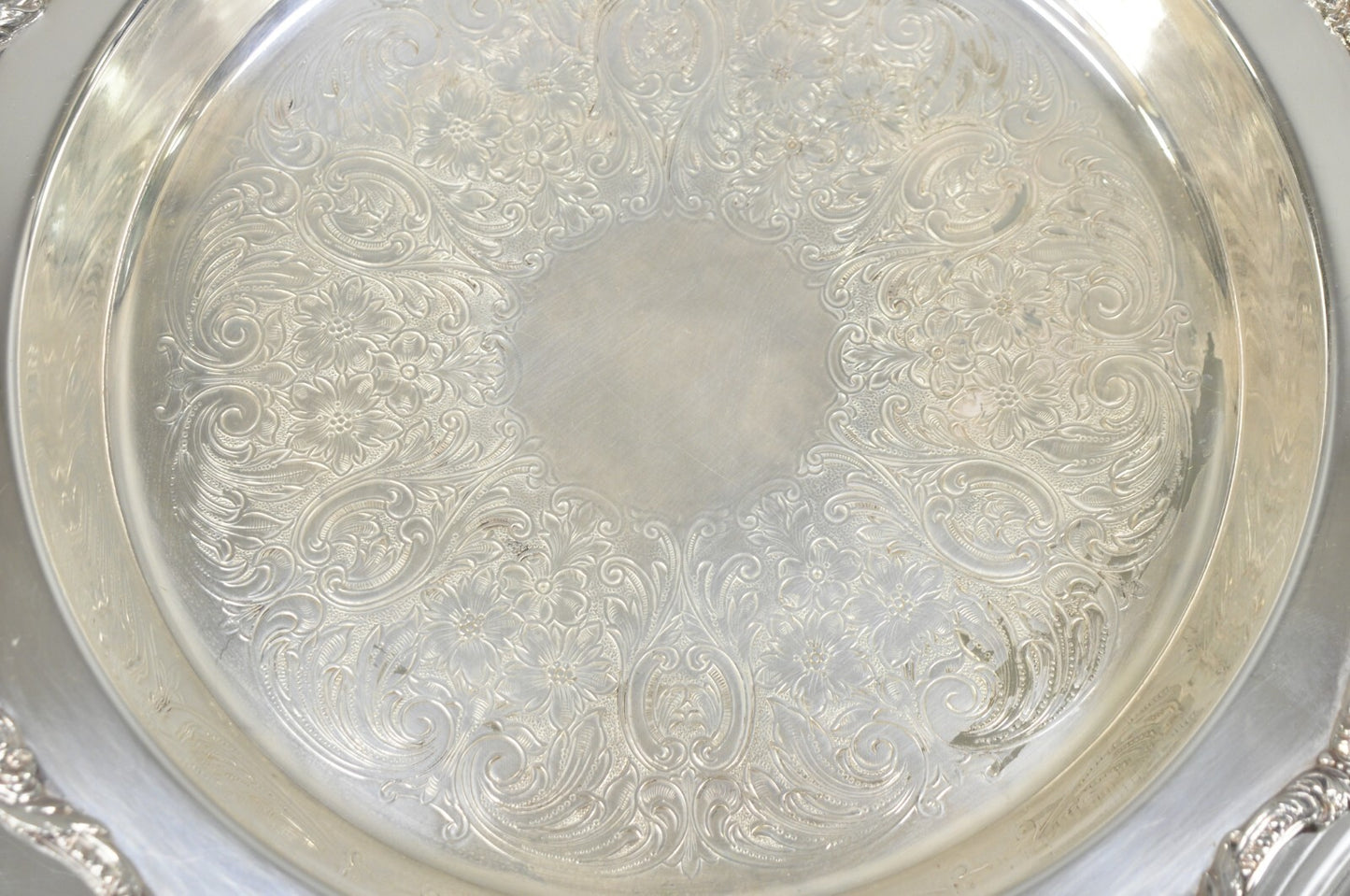 Old English by Poole 5017 Round 12" Silver Plated Platter Dish w/ Glass Insert