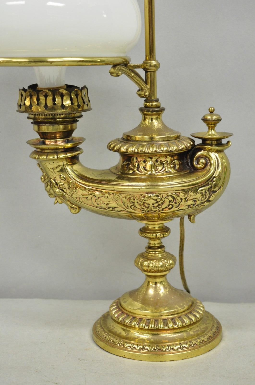 Antique Wild & Wessel Italian Classical Style Brass Figural Lantern Desk Lamp