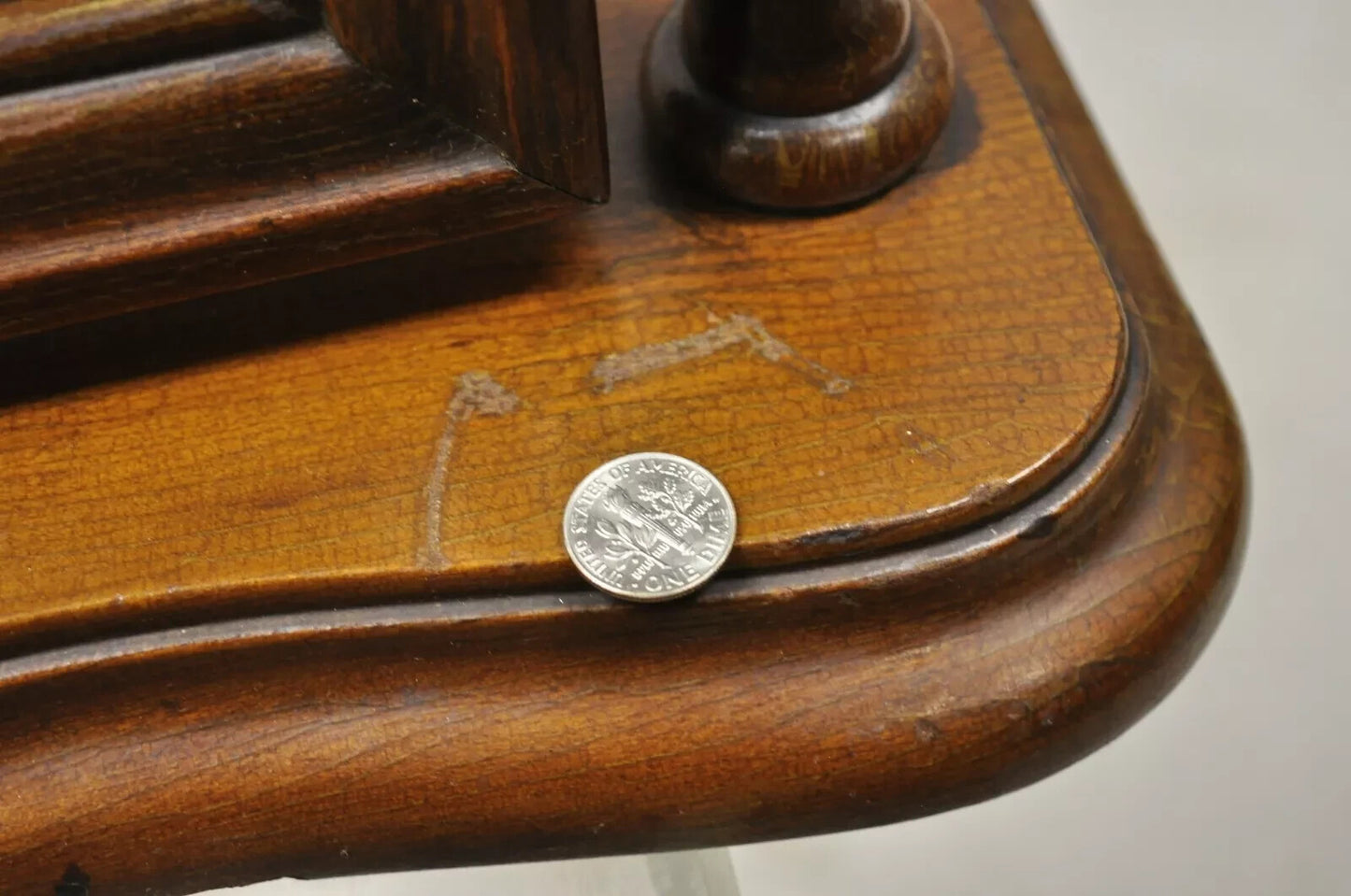 Antique Jacobean Depression Era Walnut Vanity Dresser Pivoting Shaving Mirror