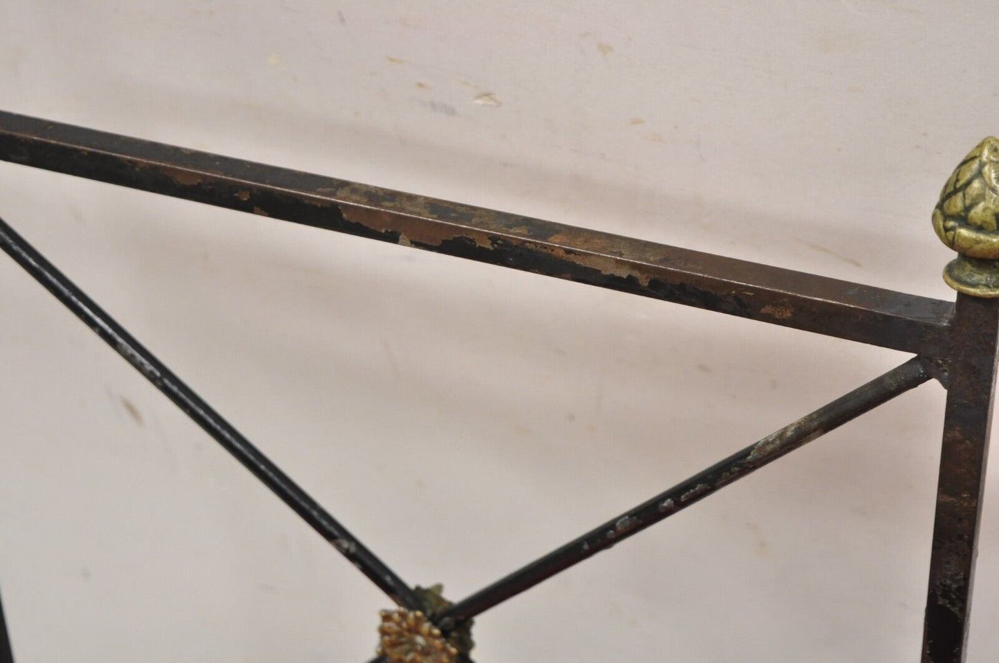 Vintage Italian Directoire X-Back Wrought Iron Acorn Finial Dining Set - 7 Pcs