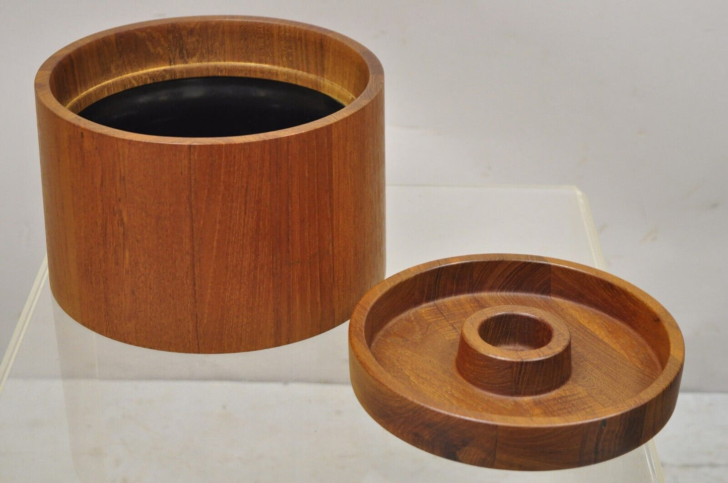 Mid Century Danish Modern Dansk Teak Lidded Ice Bucket by Quistgaard