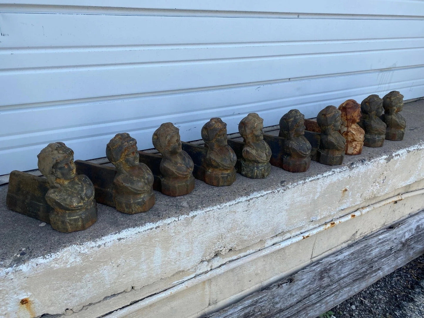 French Victorian Style Cast Iron Figural Women Bust Maiden Form Boot Scraper