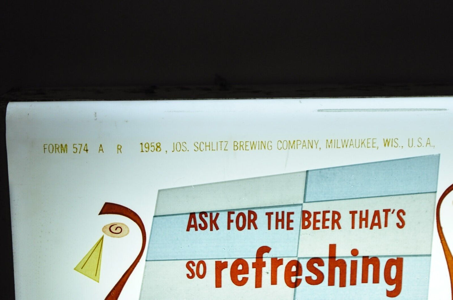 Vintage 1958 Jos. Schiltz Large 73" Lighted Brewing Beer Advertisement Bar Sign