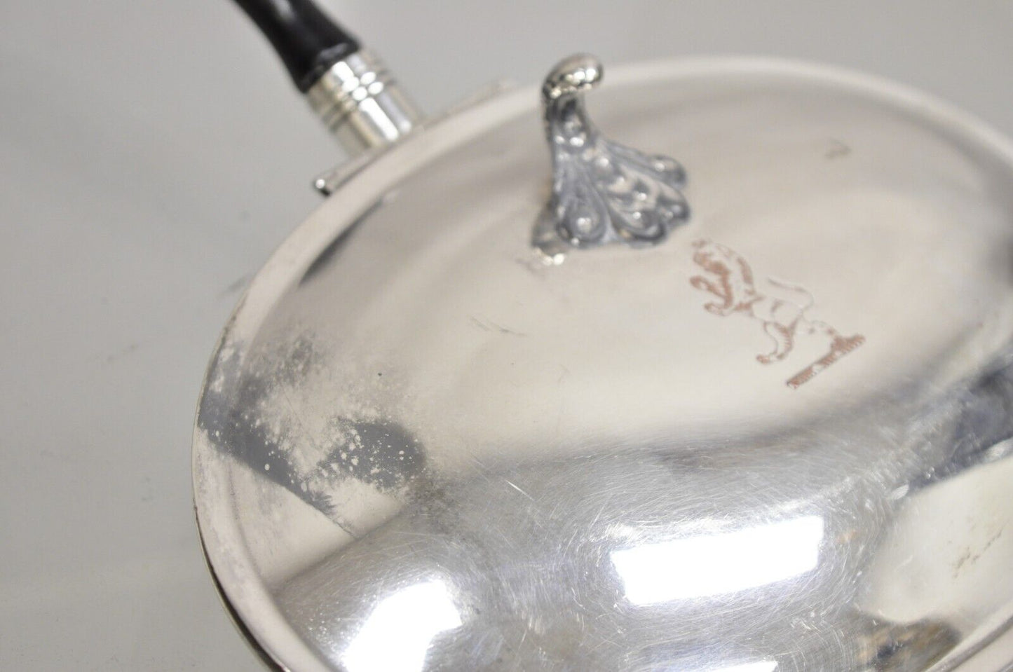 Vintage FB Rogers Silver Plated Silent Butler Crumb Catcher w/ Woodem Handle