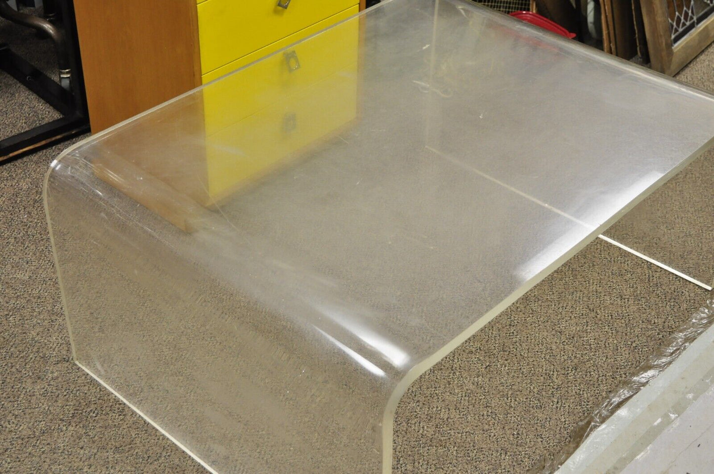 Vintage Mid Century Modern Large 42 x 30 Lucite Waterfall Coffee Table