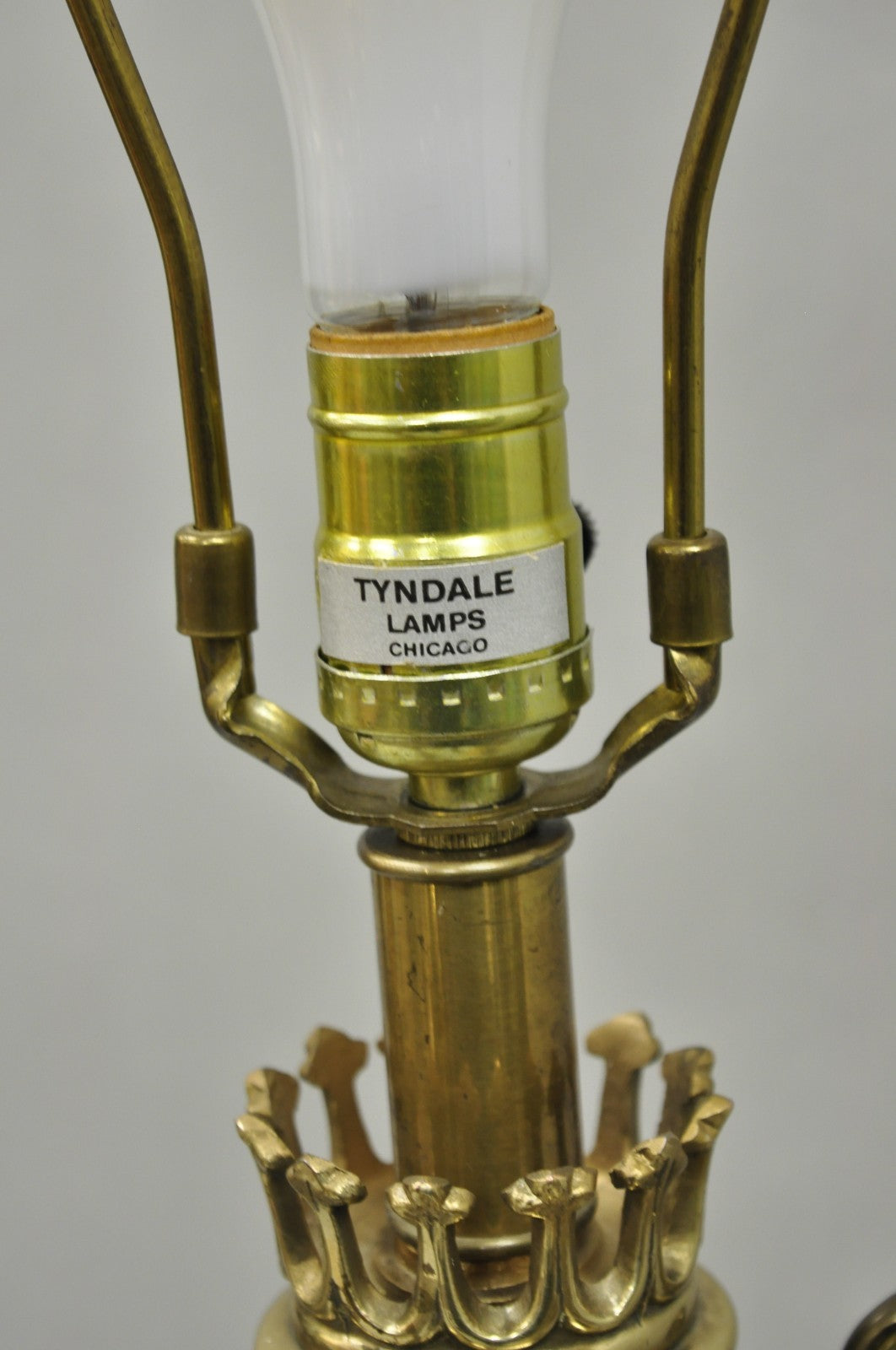 Vintage French Empire Neoclassical Brass Urn Form Table Lamps by Tyndale - Pair