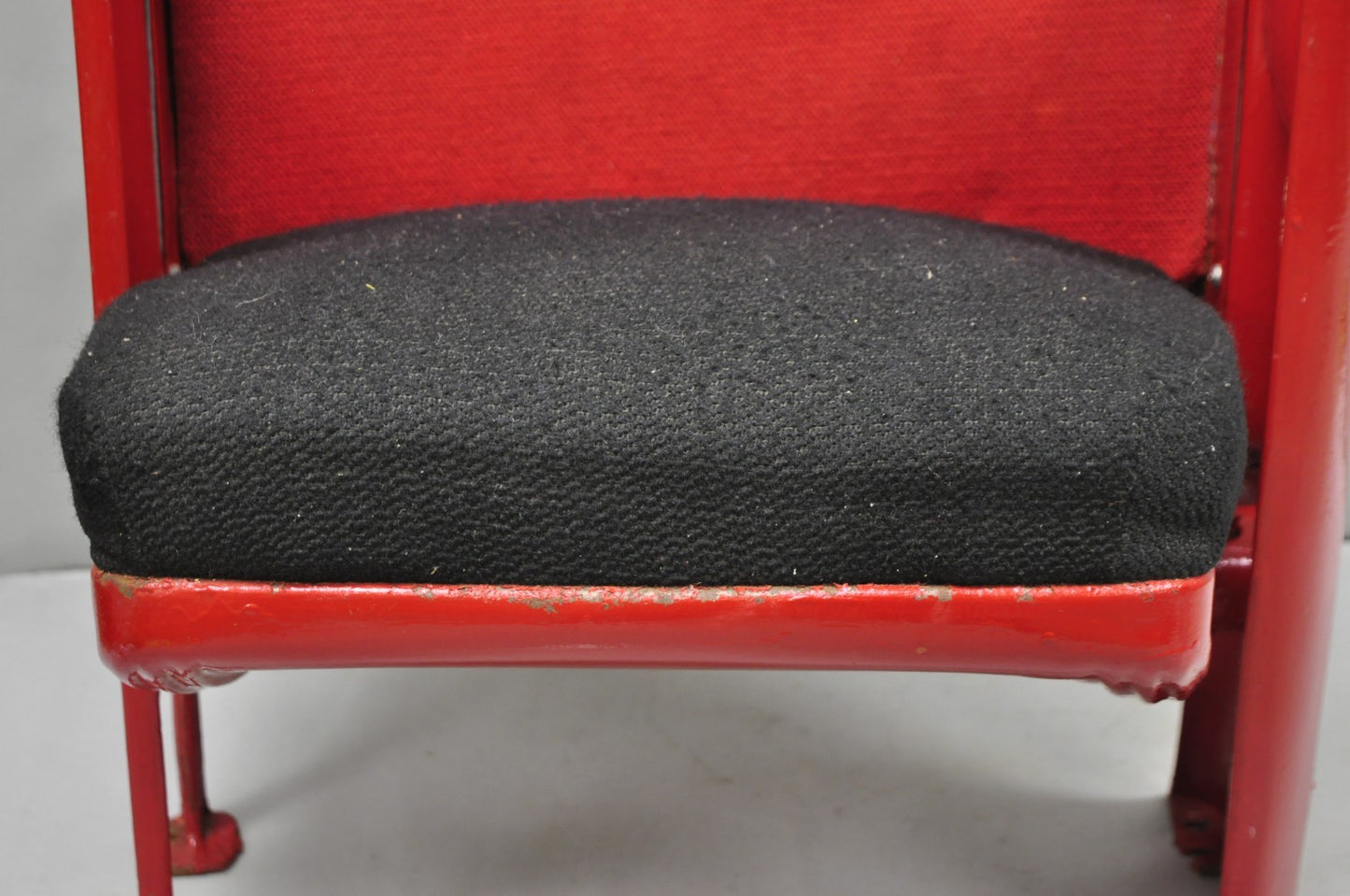 Antique Art Deco Red Painted Authentic Upholstered Movie Theater Chair