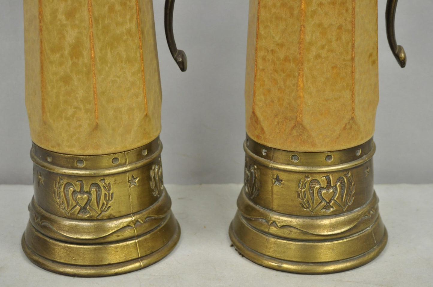 Vintage German Ceramic Pottery Beer Stein Renaissance Style Table Lamps - a Pair