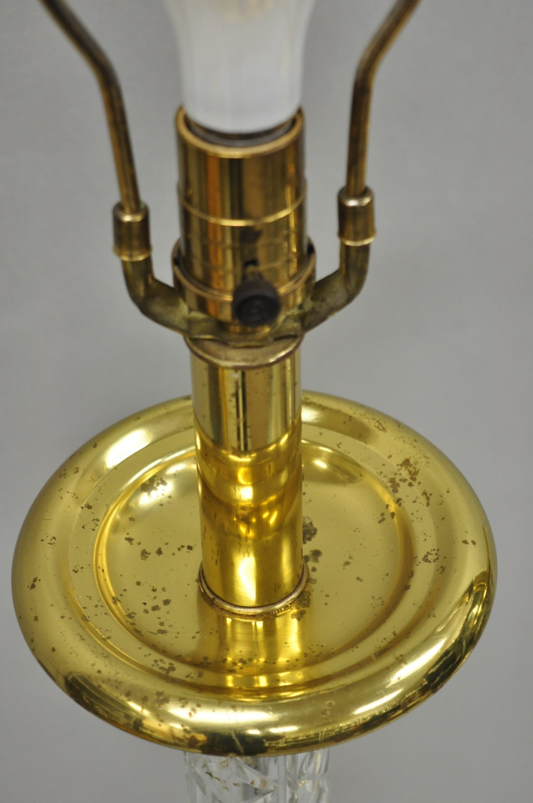 Waterford Kinsale Crystal Glass Column Brass Empire Style Floor Lamp - a Pair