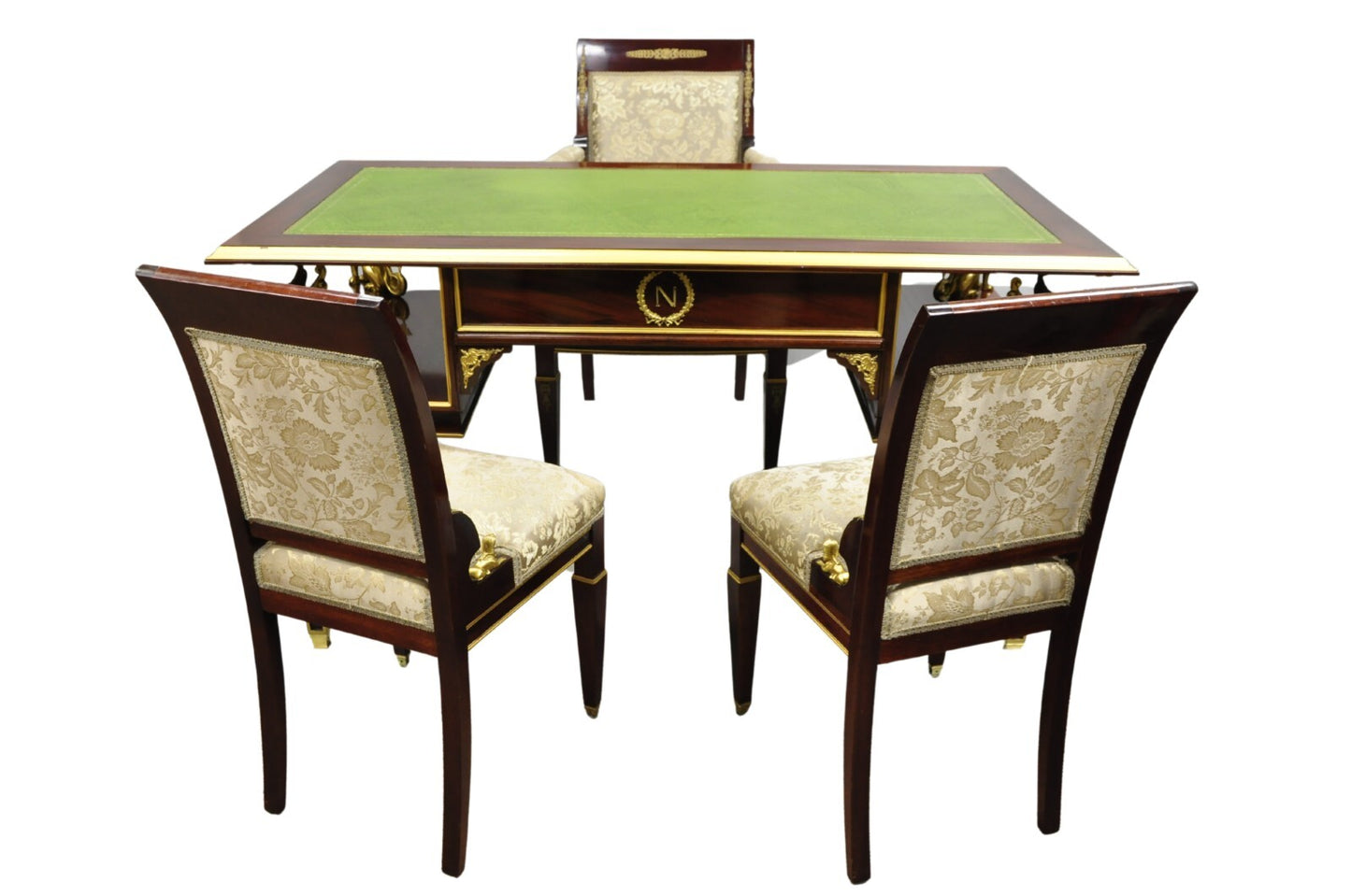 Vintage French Empire Mahogany Side Chairs with Bronze "Sphinx" Ormolu - a Pair