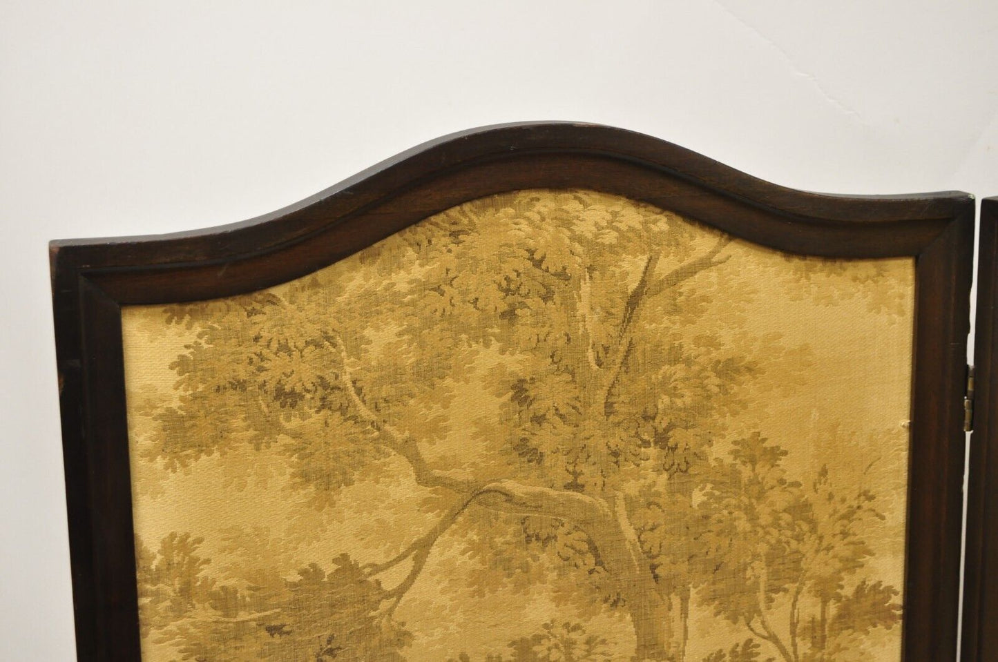 Antique Victorian French Tapestry Mahogany Frame 3 Panel Screen Room Divider