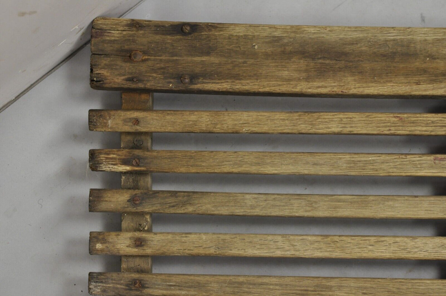 Antique Industrial Modern Wooden Slat Rolling Auto Mechanics Garage Creeper
