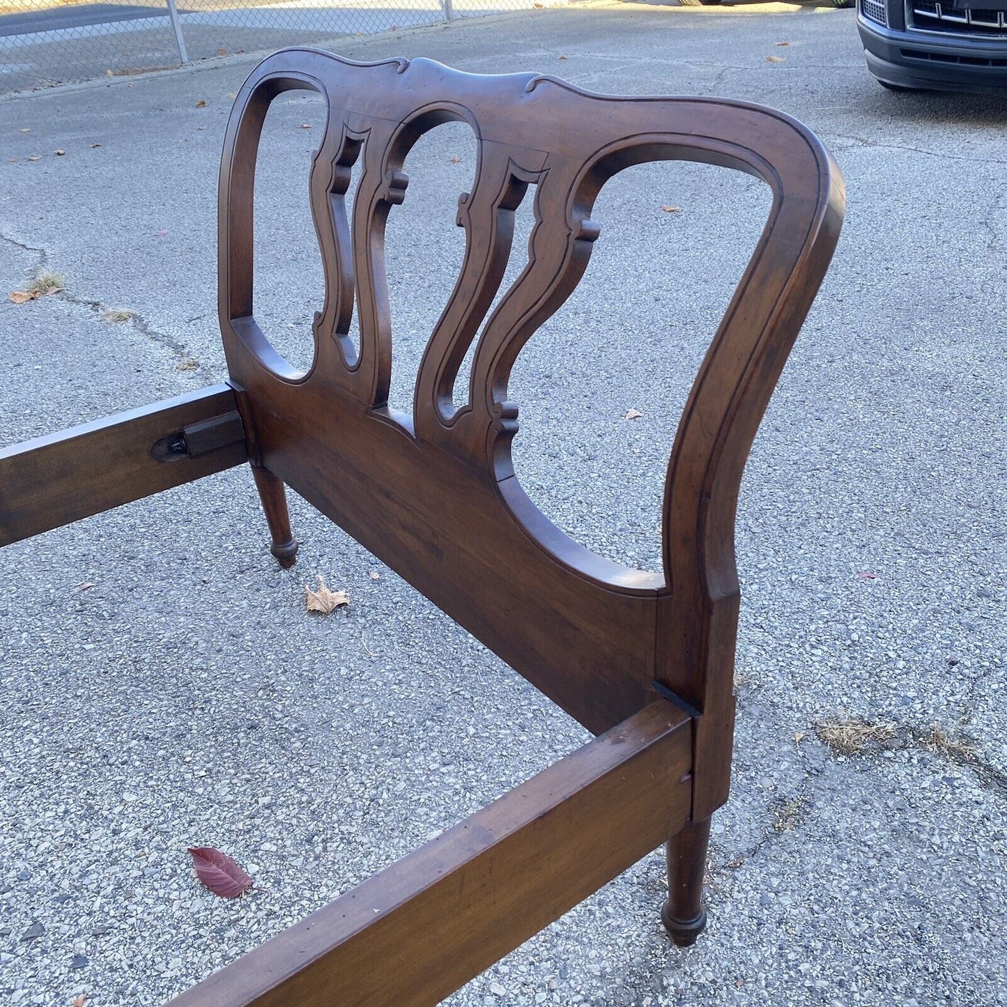 Vintage French Provincial Italian Cherry Wood Georgian Twin Bed Frame Daybed