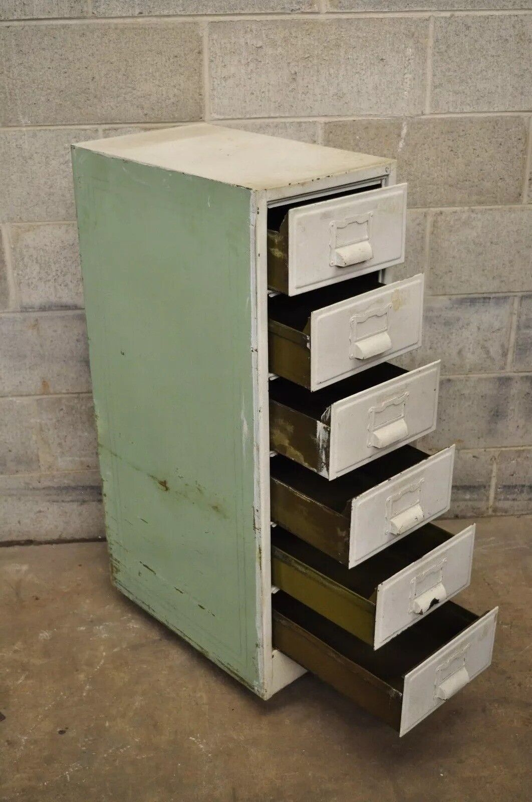 Vintage Industrial Rolling Steel Metal Deep File Cabinet Banker Letter Storage A