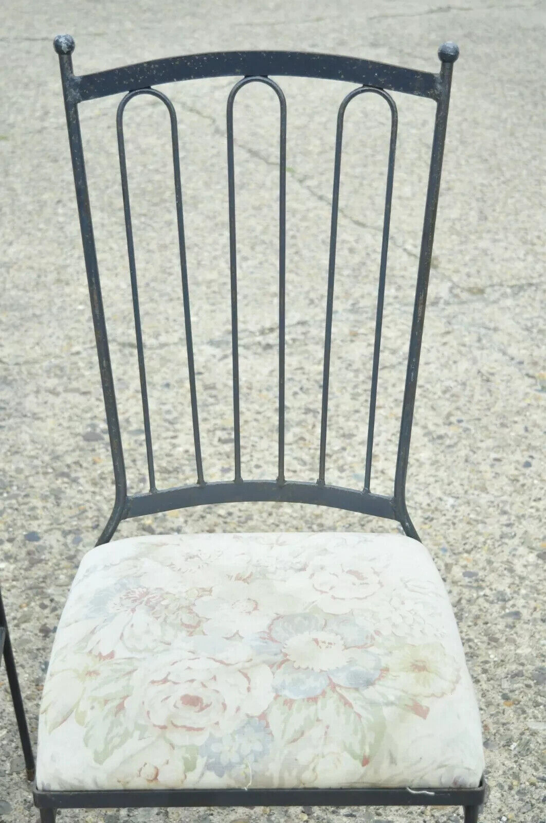 Vintage Mid Century Italian Modern Wrought Iron Patio Dining Chairs - Set of 4