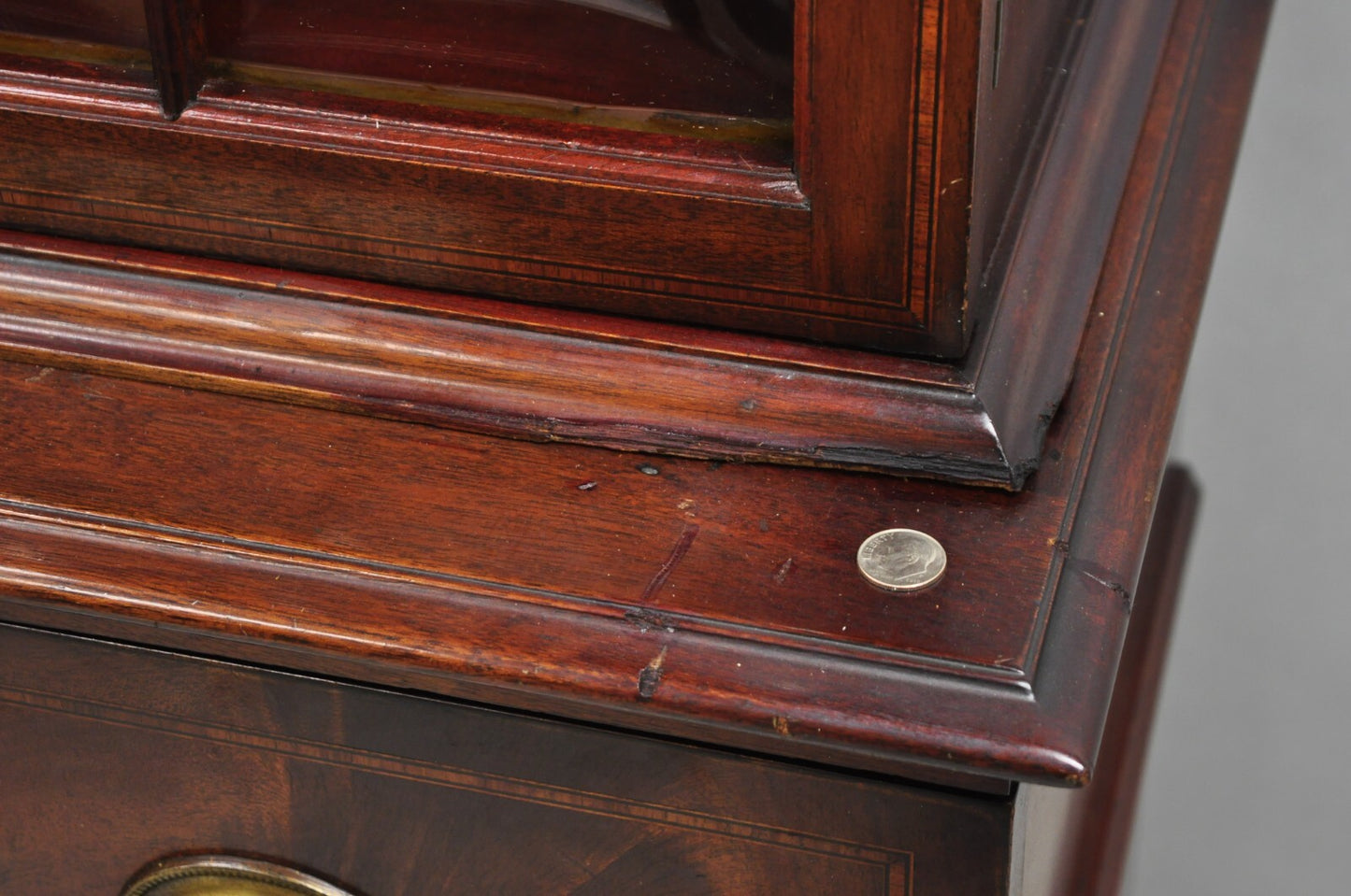 Antique Georgian Mahogany Bubble Glass Breakfront Cabinet Bookcase by Vanleigh