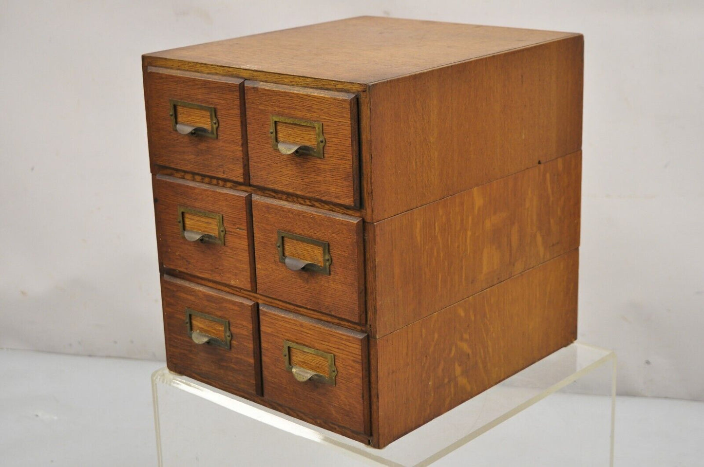 Antique Weis Mission Arts & Crafts Oak Stacking Letter File Cabinet - 3 Stack