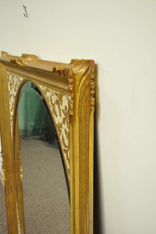 Vintage Italian Regency Gold Gilt Carved Wood Florentine Rectangular Wall Mirror