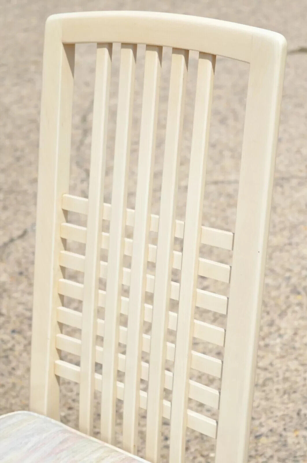 Vintage Postmodern Cream Lacquered Cross Slat Back Dining Side Chairs - Set of 6