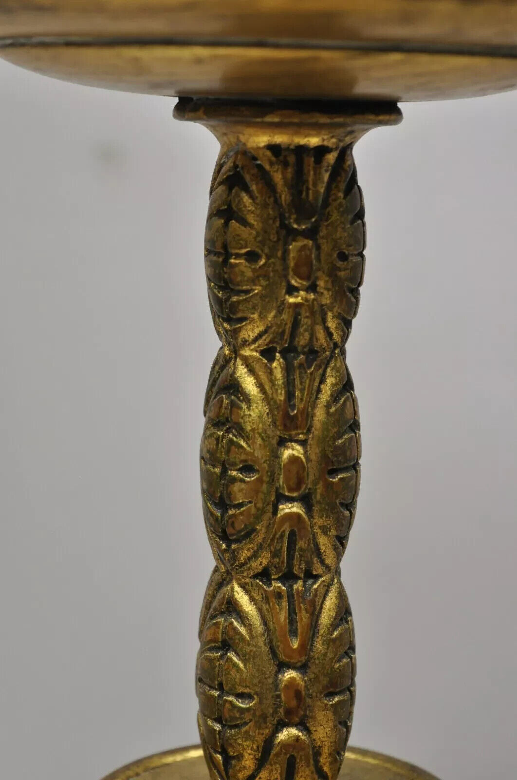 Vintage Italian Gold Gilt Wood Carved Candle Candelabra Florentine Table Lamp