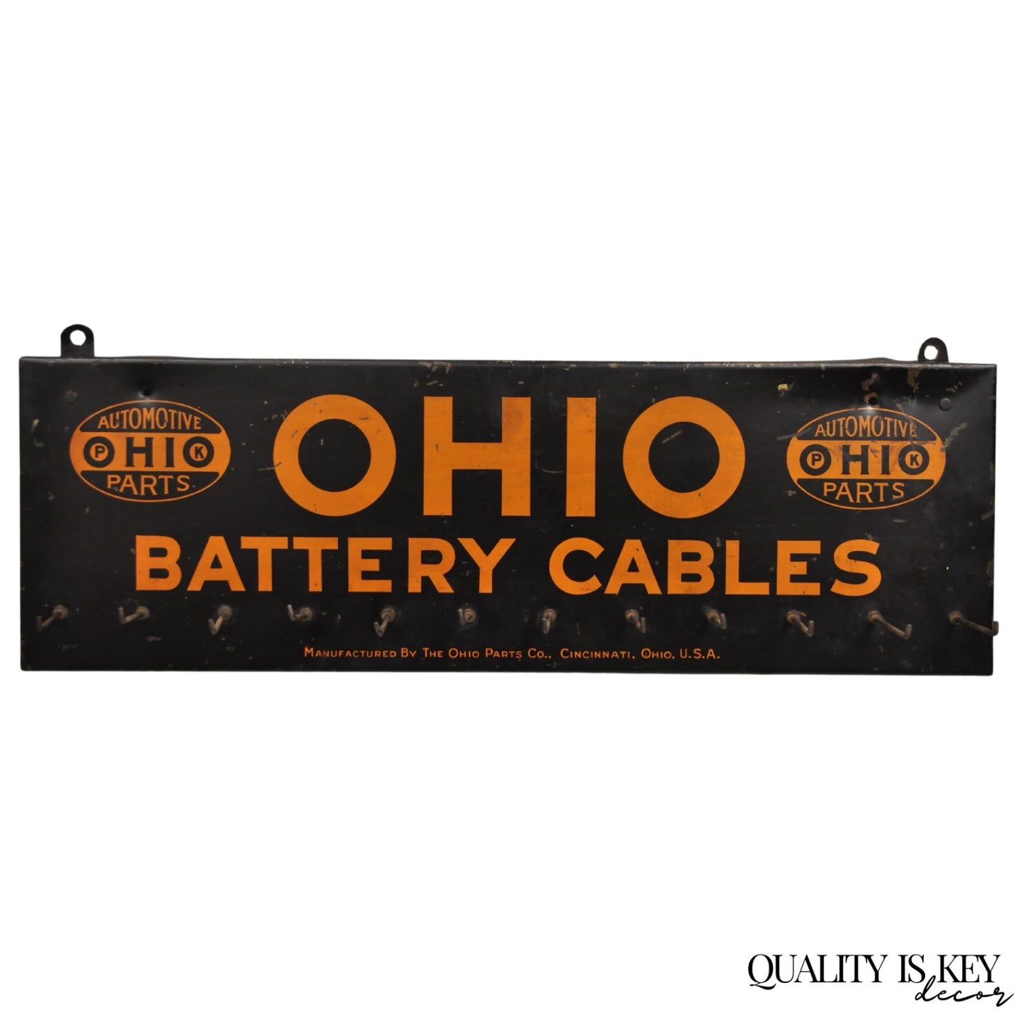 Antique Ohio Battery Cables Tin Metal Black & Orange Store Parts Display