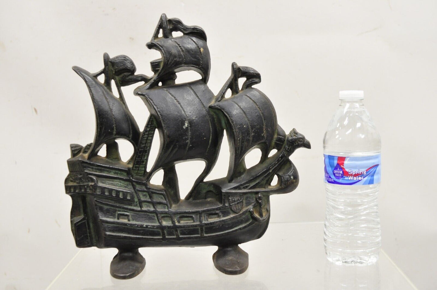 Antique Victorian 1930 Creation Co Cast Iron Figural Ship Boat Door Stop B