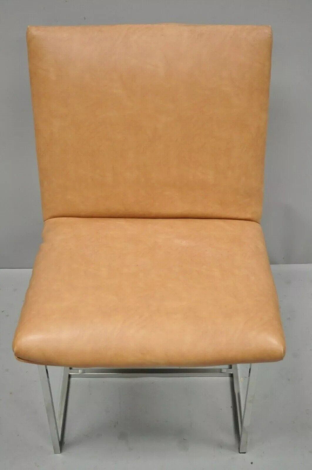 Vintage Milo Baughman Mid Century Modern Chrome Floating Frame Dining Side Chair